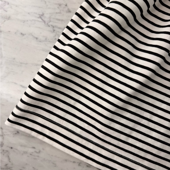 J. Crew Factory Striped Pleated Ponte Dress Zip Back Sz L Black & White Stripe - Picture 6 of 10